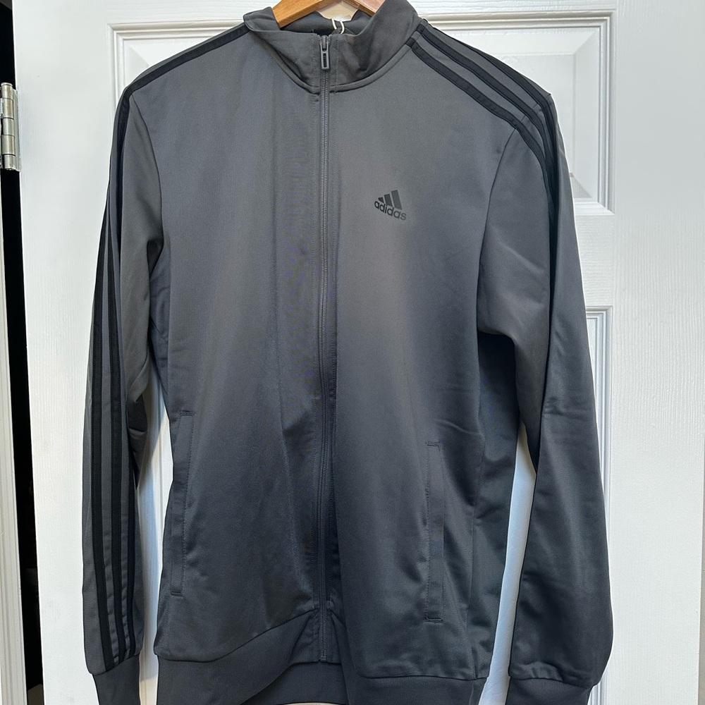 Men’s Medium Adidas Multi Sport solid grey black track top jacket - NWT